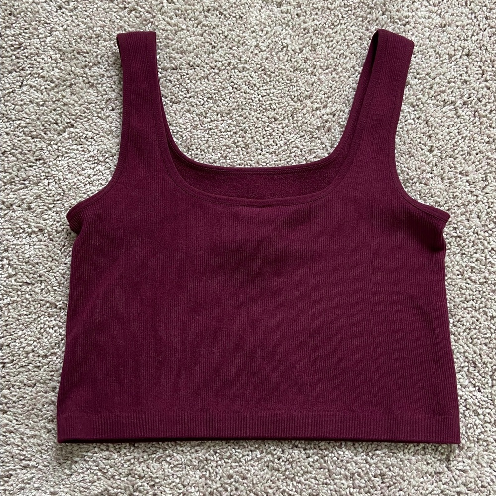c’est moi • Maroon Fine Ribbed Cropped Bamboo Tank - Picture 5 of 12